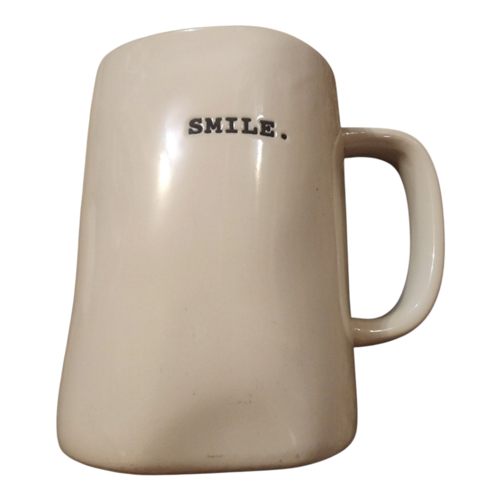 Rae Dunn Smile Typeface Cream Ceramic Mug with Handle